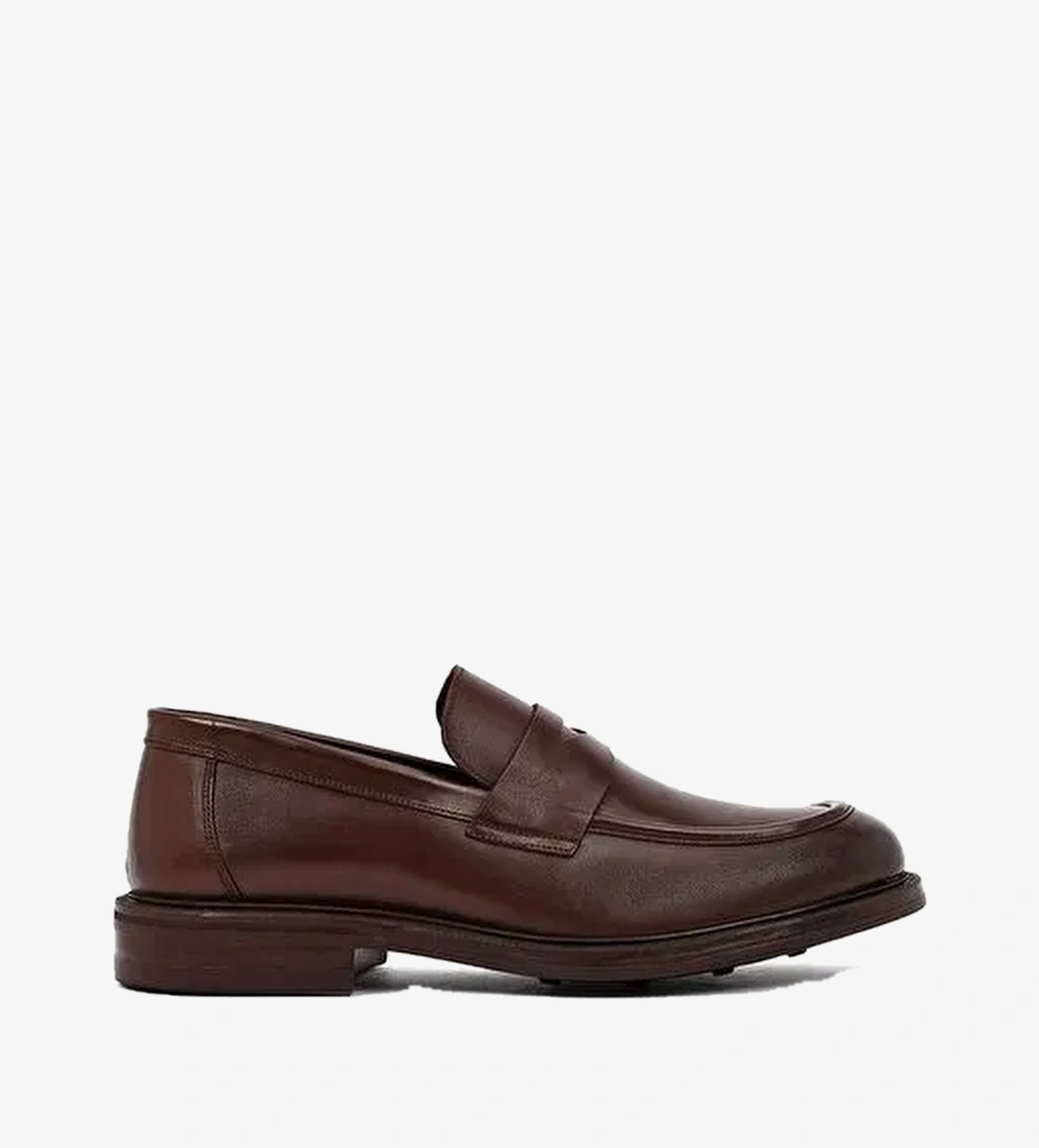 Erkek Kahverengi Deri Klasik Loafer WM620003DV