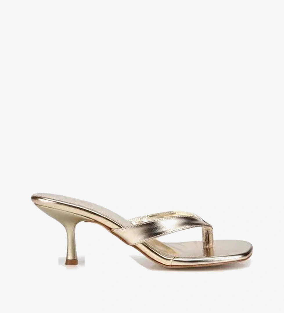 Kadın Gold Parmak Arası Yüksek Topuklu Terlik