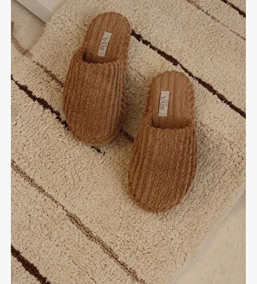 Ege %100 Pamuk Unisex Kalın Tabanlı Havlu Terlik 35-37 Warm Clay