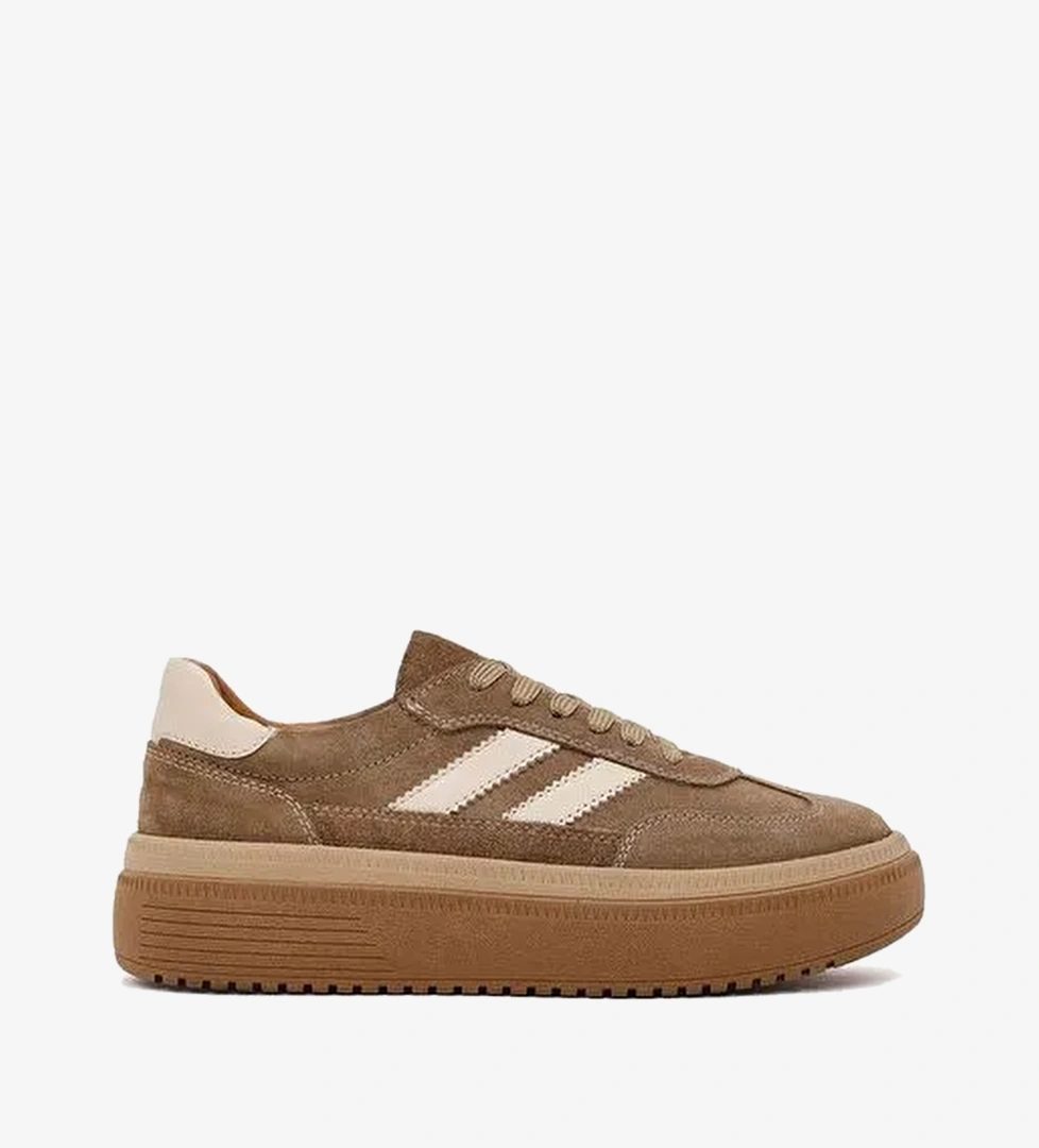 Kadın Taba Bağcıklı Kalın Tabanlı Süet Deri Sneaker AF450008DS