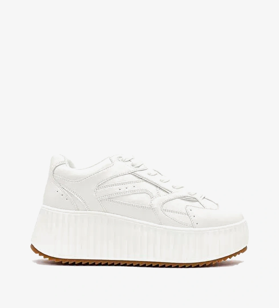Kadın Beyaz Kalın Tabanlı Bağcıklı Sneaker AF520006SV