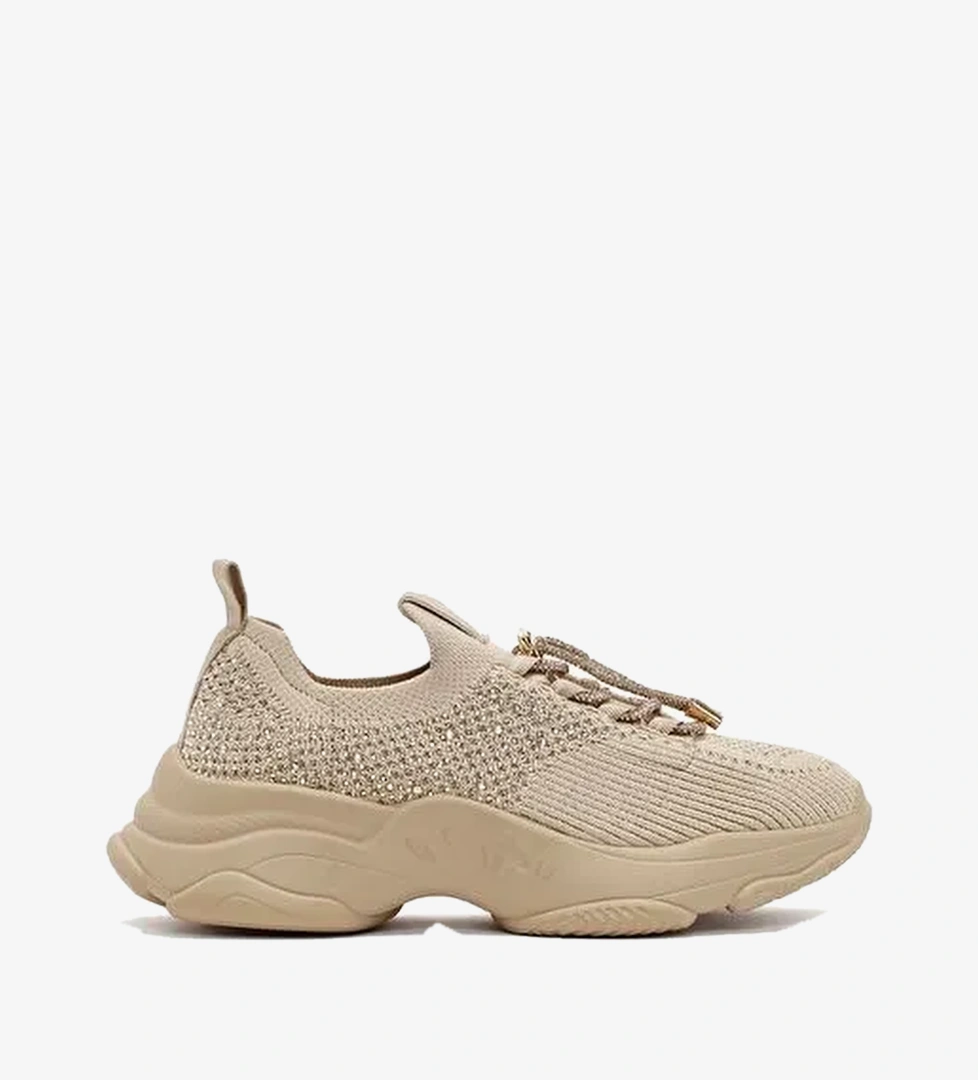 Derimod Zero Kadın Bej Bağcıklı Taş Detaylı Kumaş Sneaker AF520000TT
