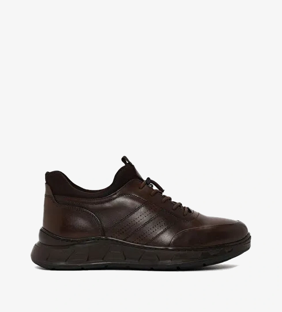 Derimod Fly Erkek Kahverengi Bağcıklı Kalın Tabanlı Deri Casual Sneaker WM720014DV