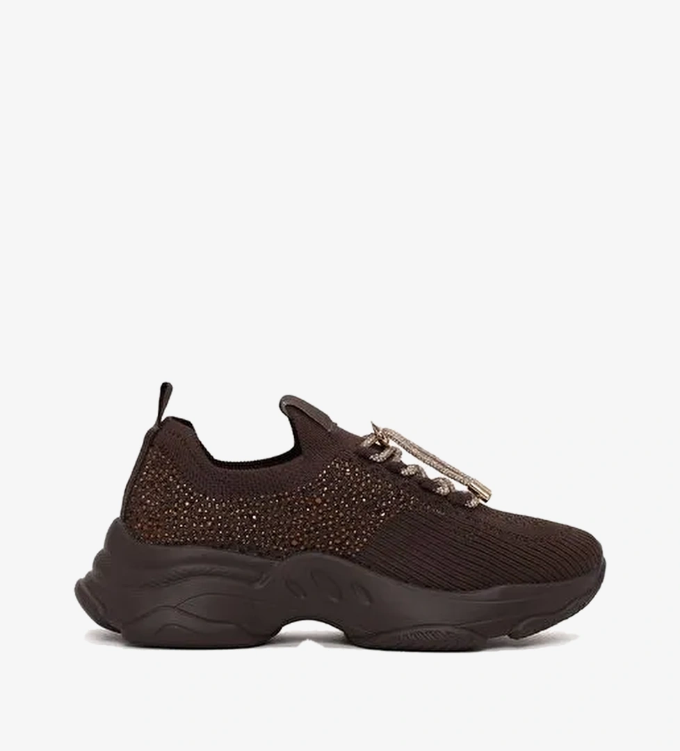 Derimod Zero Kadın Kahverengi Bağcıklı Taş Detaylı Kumaş Sneaker AF520000TT