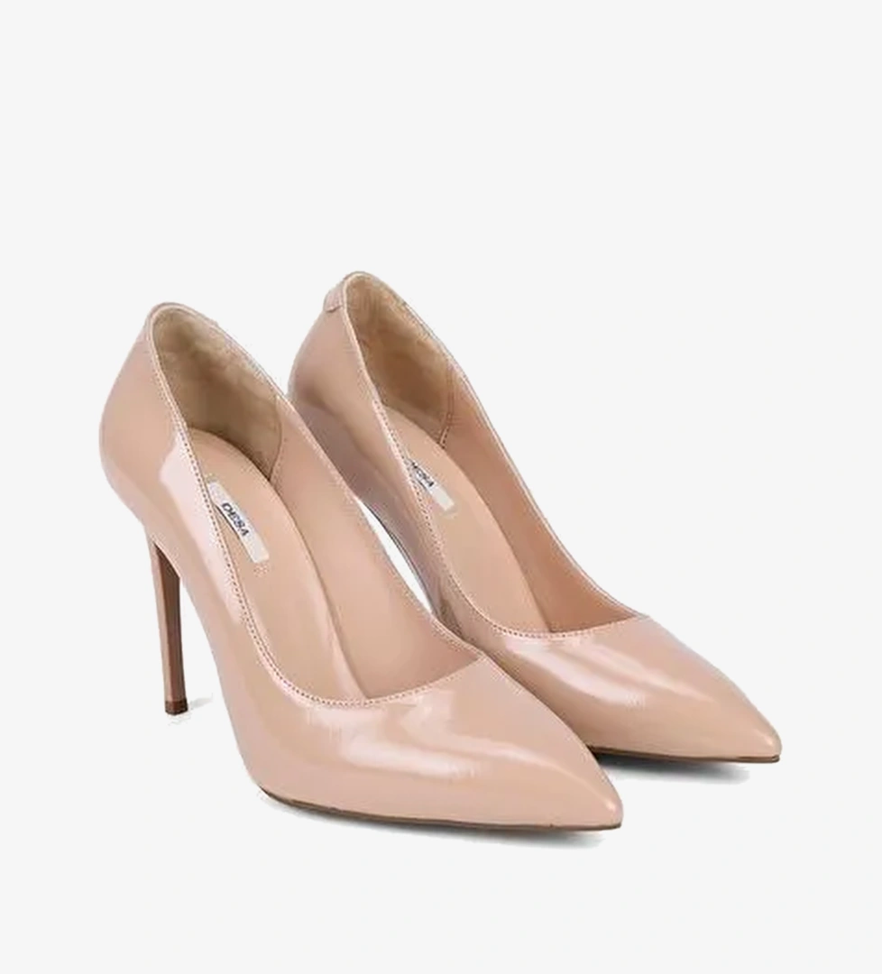 Kadın Ten Sivri Burunlu Klasik Rugan Deri Stiletto