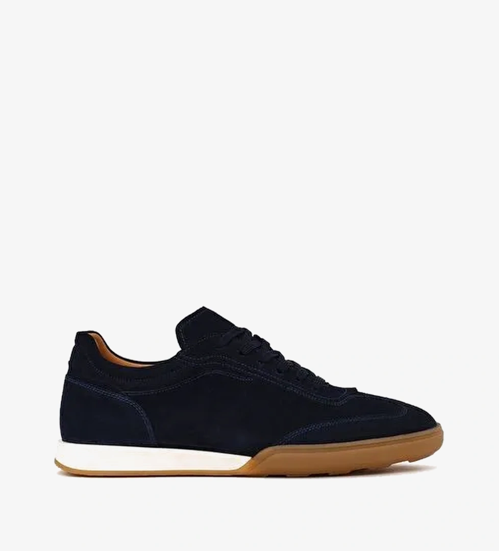 Erkek Lacivert Bağcıklı Süet Deri Sneaker WM710023DS