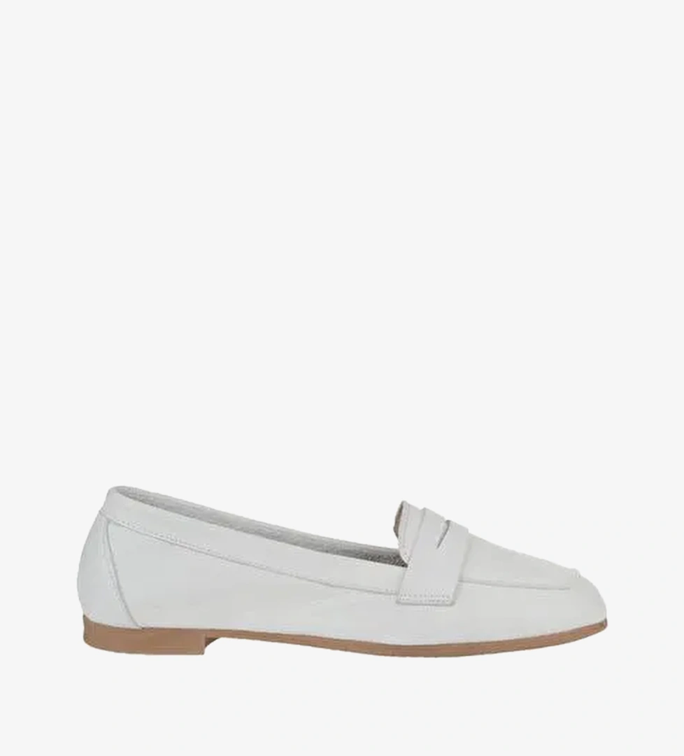 Bueno Shoes Beyaz Kırık Deri Kadın Loafer 01wy0801