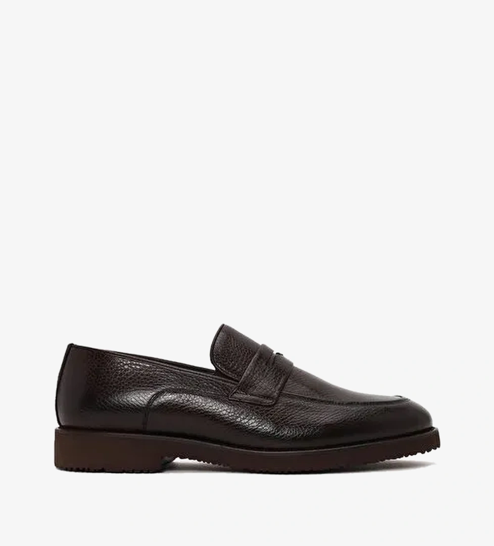 Erkek Kahverengi Deri Klasik Loafer WM710024DF