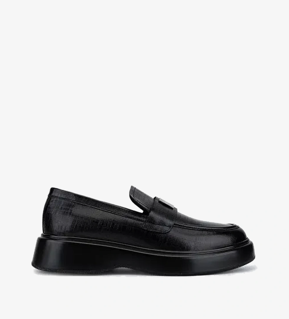 Valmenti Erkek Hakiki Deri Siyah Loafer Ayakkabı