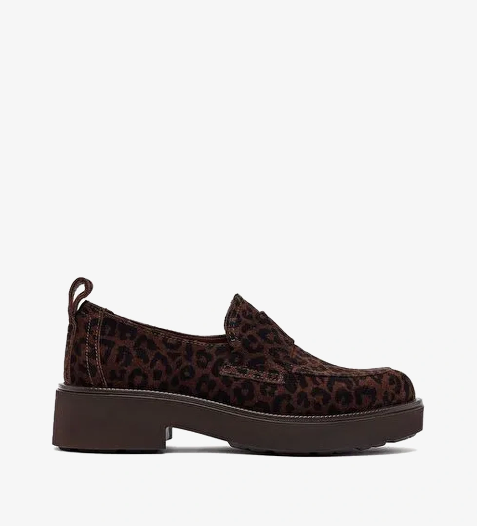 Kadın Leopar Desenli Süet Deri Maskülen Loafer AF180003DS