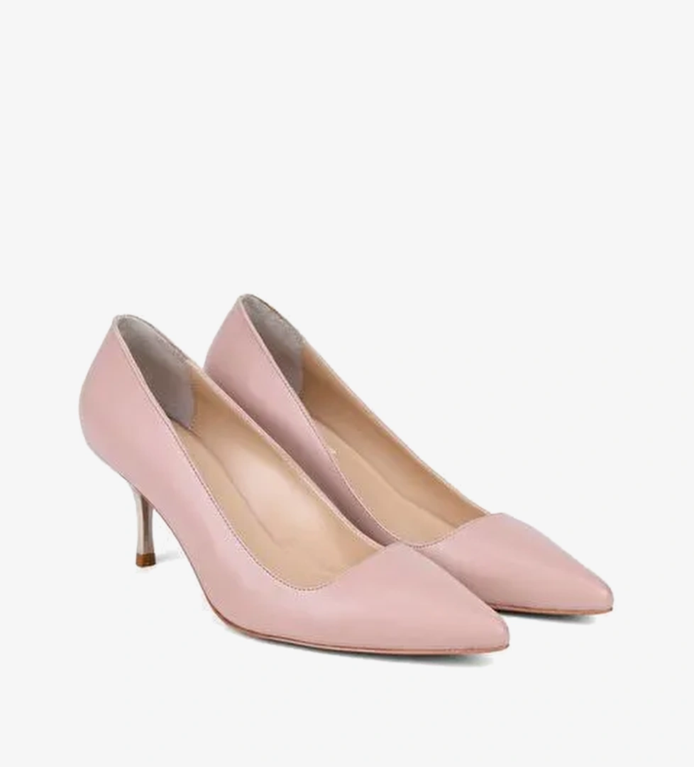 Kadın Ten Sivri Burunlu Metal Topuklu Deri Stiletto
