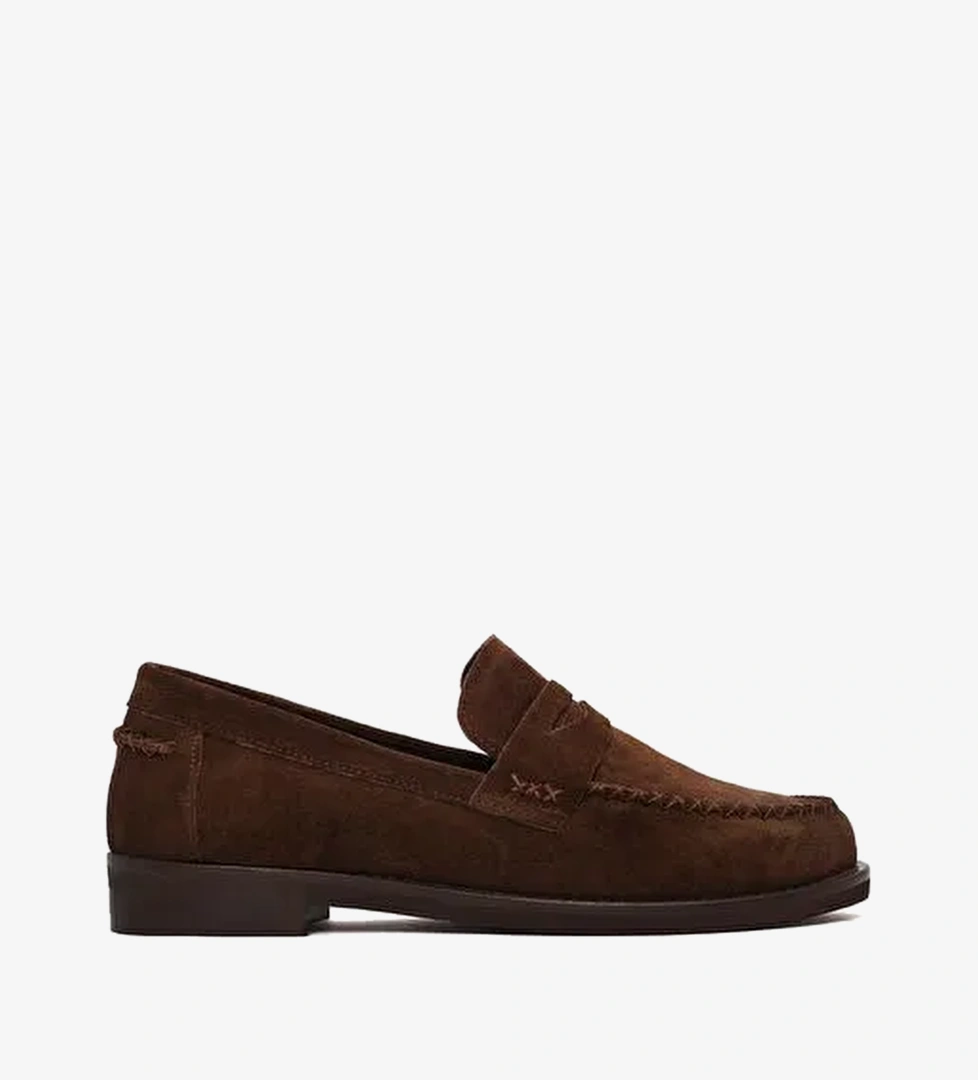 Kadın Kahverengi Süet Deri Loafer AF190070DS