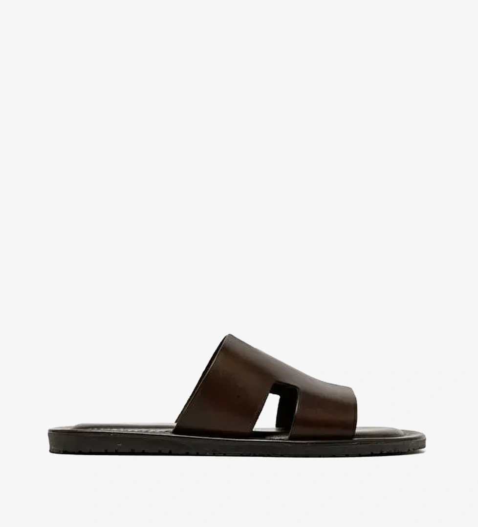 Erkek Terlik M7805 The Sandals Factory LEATHER UPPER Dark Brown