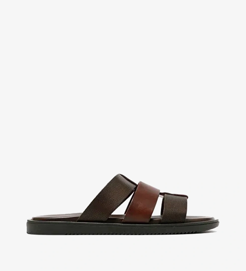 Erkek Terlik M6857 The Sandals Factory LEATHER UPPER Dark Brown