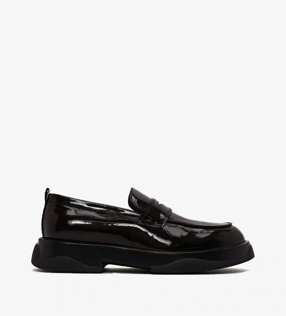 Erkek Bordo Kalın Tabanlı Deri Loafer WM730006DA