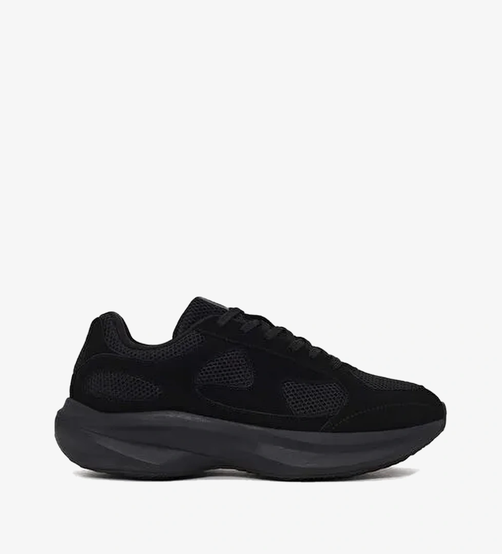 Erkek Siyah Bağcıklı Kalın Tabanlı Kumaş Sneaker WM68006665