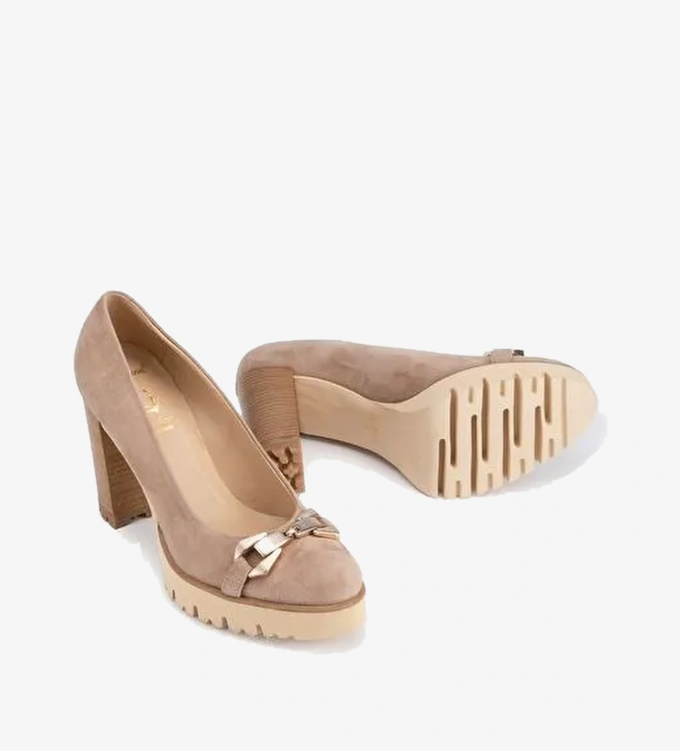 Luca Grossi Bej Kadın Topuklu Loafer