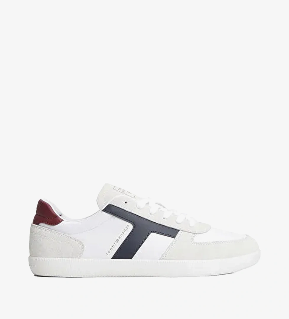 Tommy Hilfiger Beyaz Erkek Sneaker LEATHER MIX T SNEAKERS