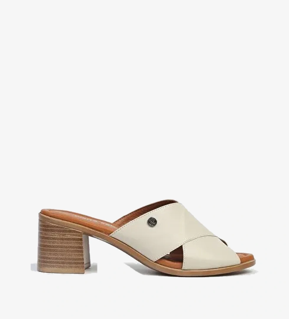 Pierre Cardin® | PC-7219 - Bej-Kadın Topuklu Terlik