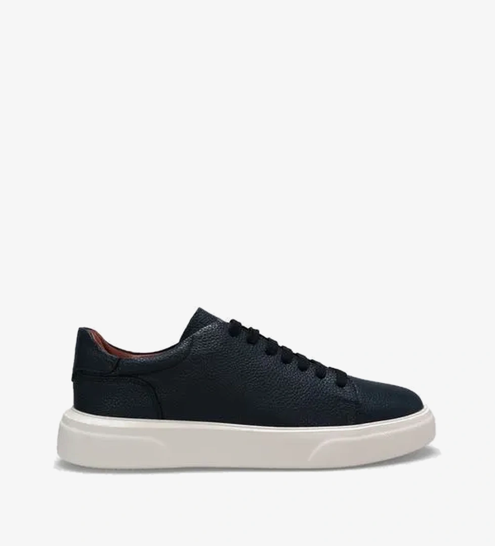 Tommy Erkek Deri Sneaker Ayakkabı Lacivert