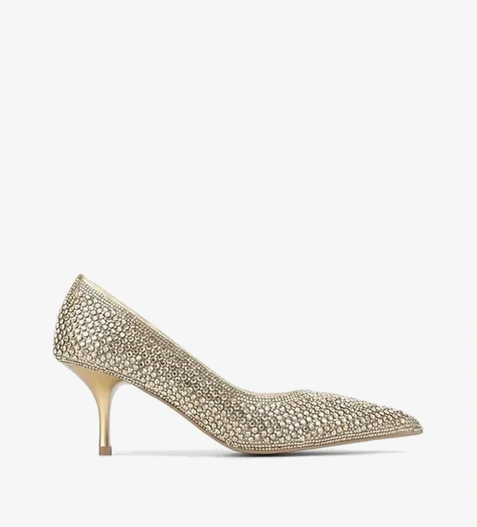 Valmenti Kadın Suni Deri Gold Stiletto Ayakkabı