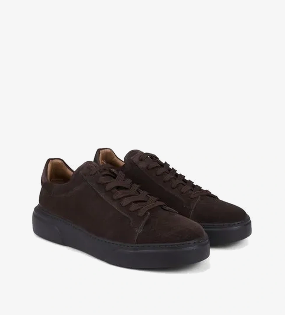Erkek Koyu Kahve Bağcıklı Kalın Tabanlı Günlük Süet Sneaker