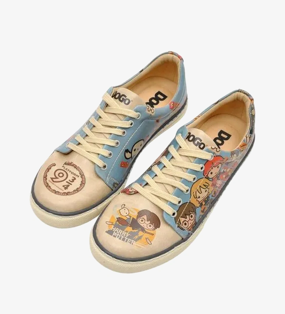 Kadın Vegan Deri Turkuaz Sneakers - Warner Bros Imaginary School Harry Potter Tasarım