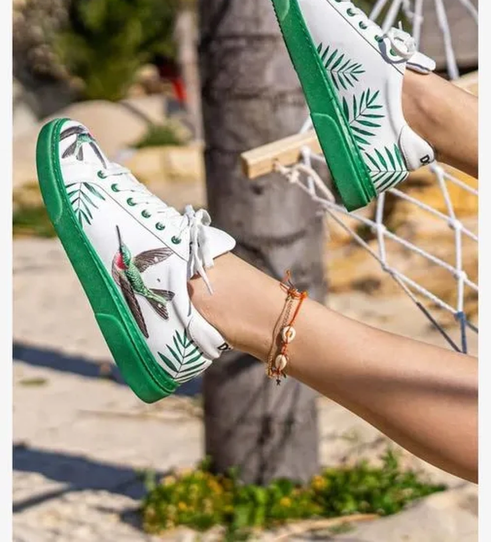 Kadın Vegan Deri Beyaz Sneakers - Soar the Sky Tasarım