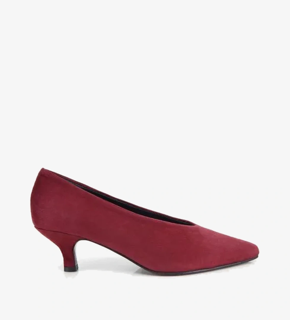 Kadın Süet Deri Bordo İnce Topuklu Stiletto 01AYH328990A780