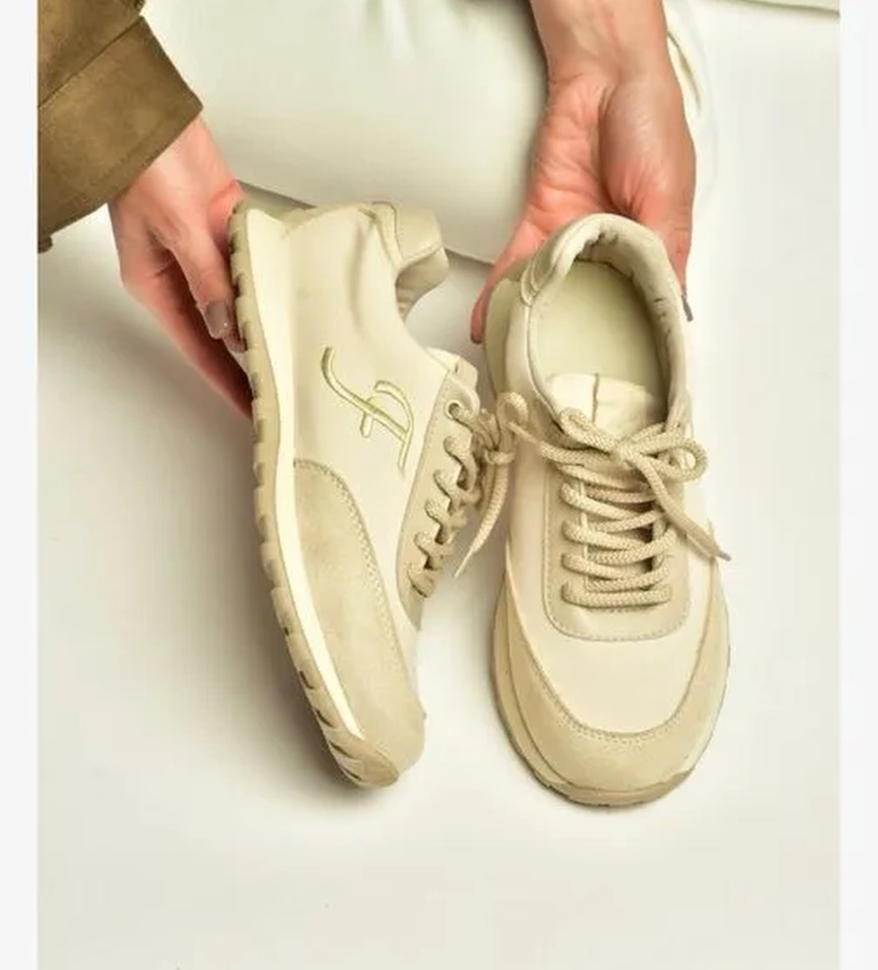 Z973541804 Bej Kumaş Kadın Spor Ayakkabı Sneakers