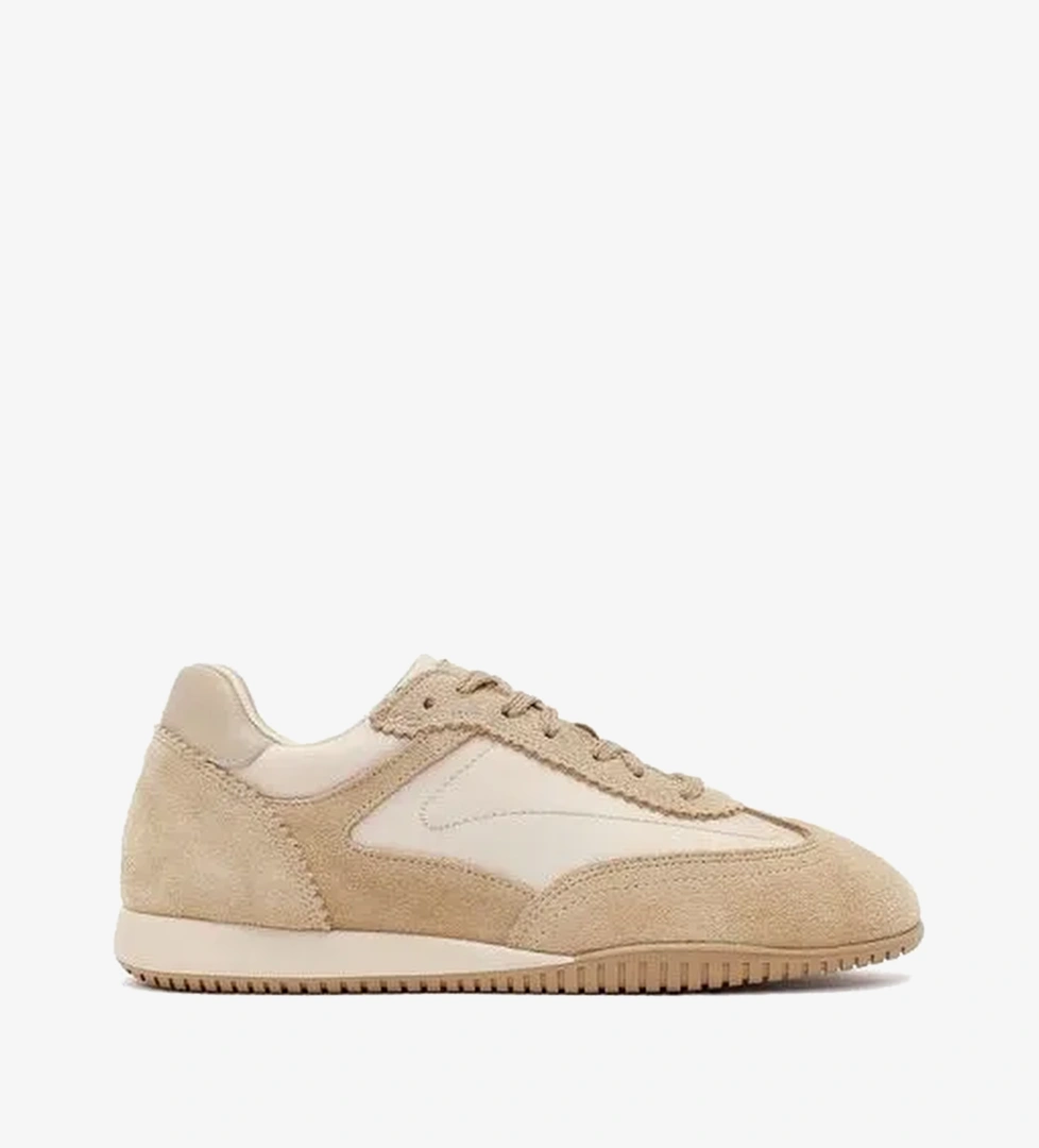 Kadın Bej Bağcıklı Süet Deri Sneaker AF230011DK