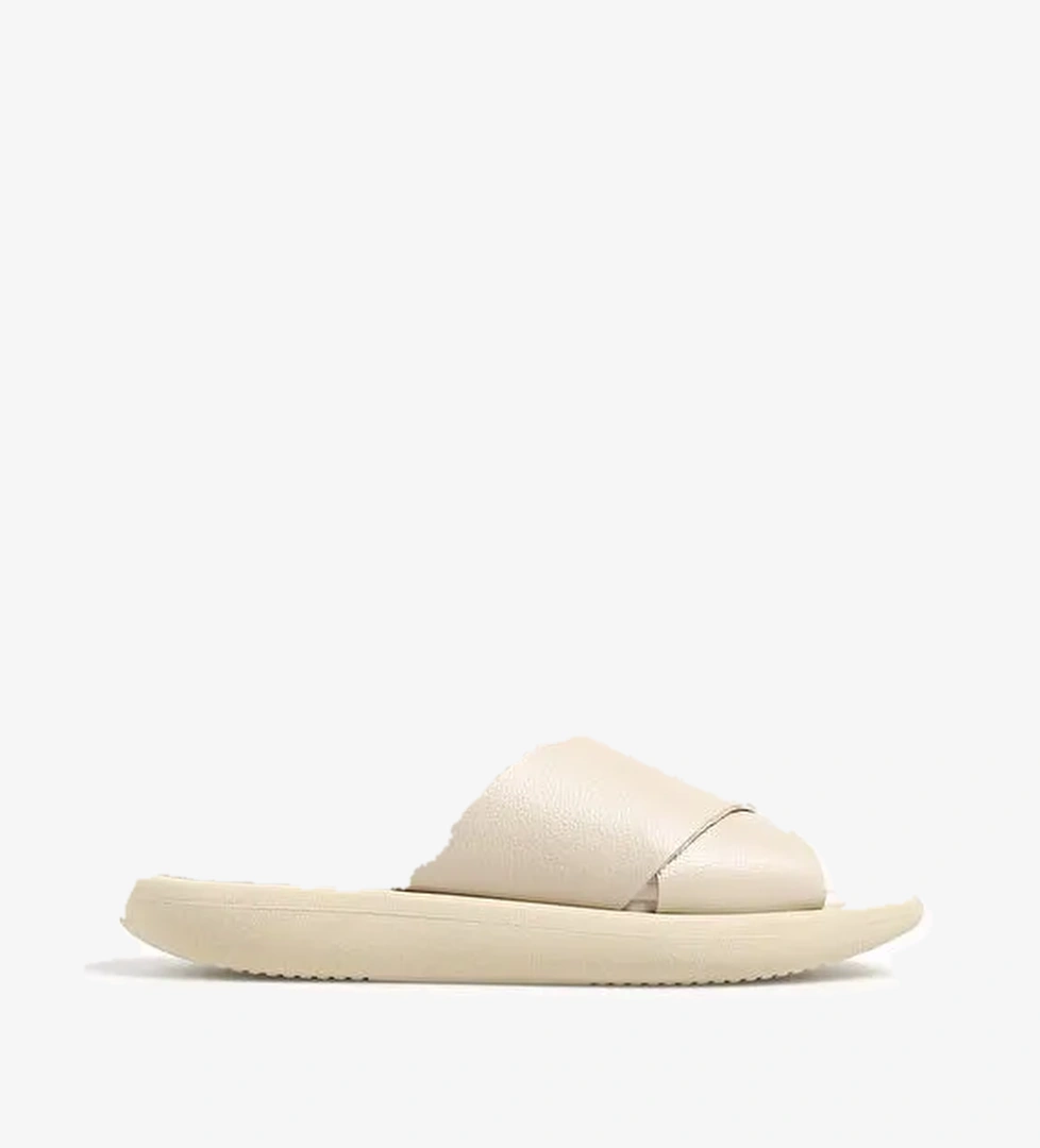 Manijero Bej Kadın Deri Terlik AURORA - Görsel 1