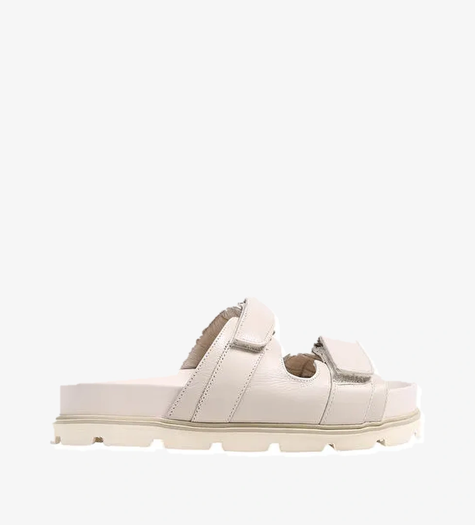 Manijero Bej Kadın Deri Terlik ISABELLA