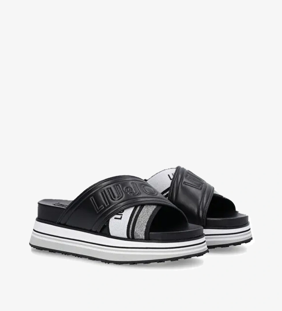 Liu Jo Siyah-Beyaz Kadın Deri Sandalet SA3025TX03922222 - Görsel 1