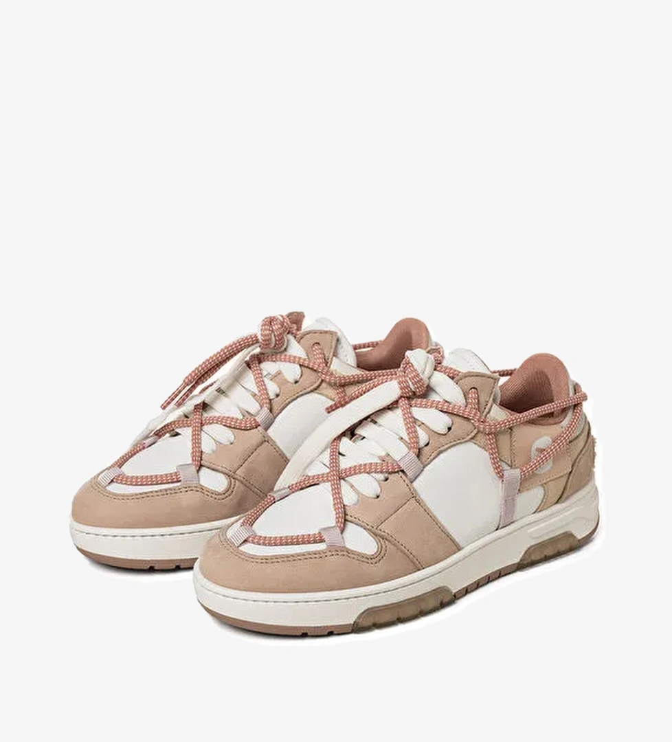 Off Play Beyaz-Pembe Kadın Deri Sneaker XWSORRENTO1NB8075 - Görsel 1