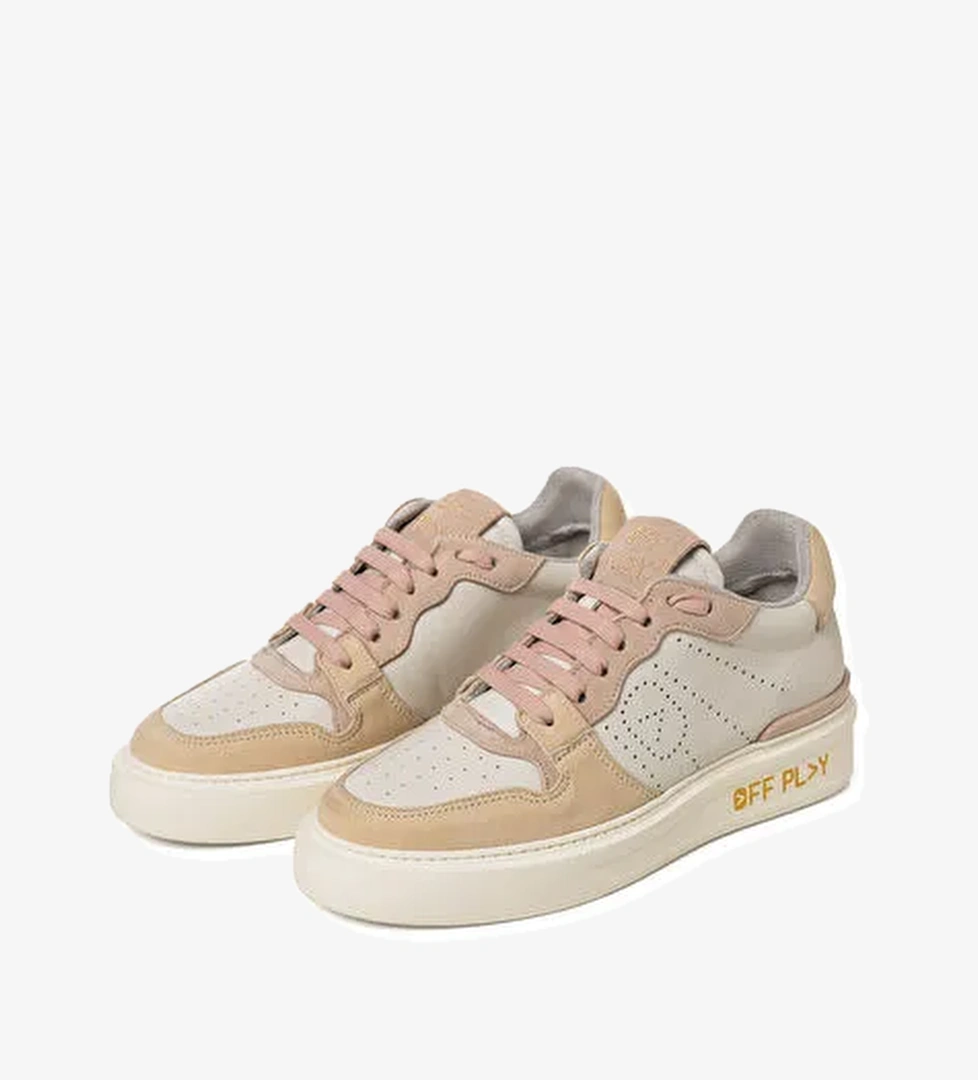 Off Play Beyaz-Pembe Kadın Deri Sneaker XWFIRENZE3NB75LH72 - Görsel 1