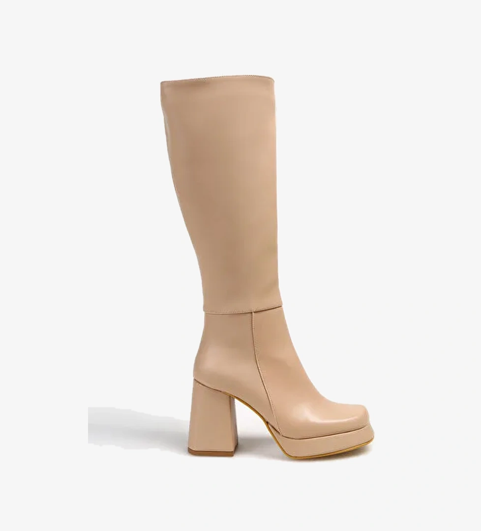 F By Fabrika Pudra Kadın Topuklu Çizme ZUHRA - Görsel 1