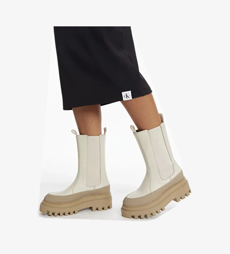 Calvin Klein Bej Kadın Deri Bot YW0YW011110F7 - Görsel 1