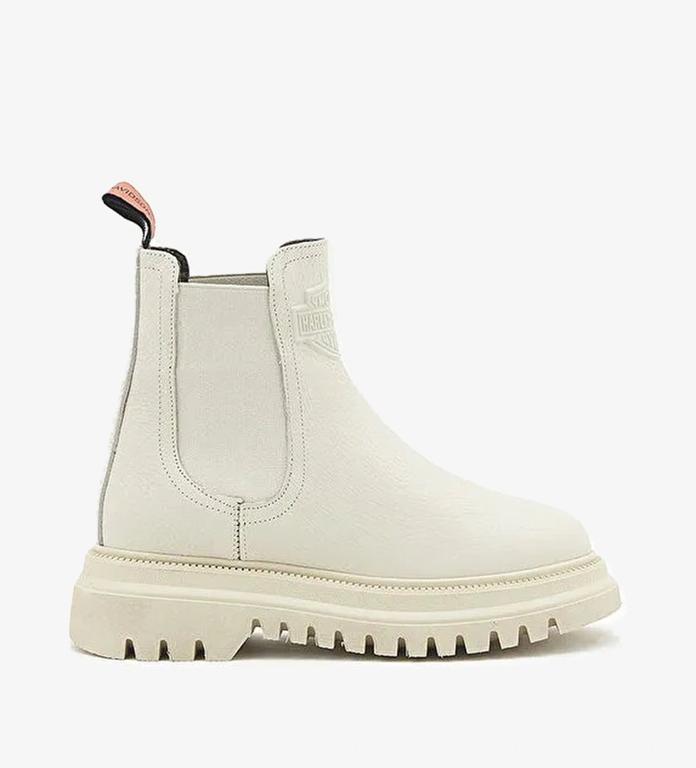 Harley Davidson Beyaz Kadın Deri Bot MOURIR - Görsel 1