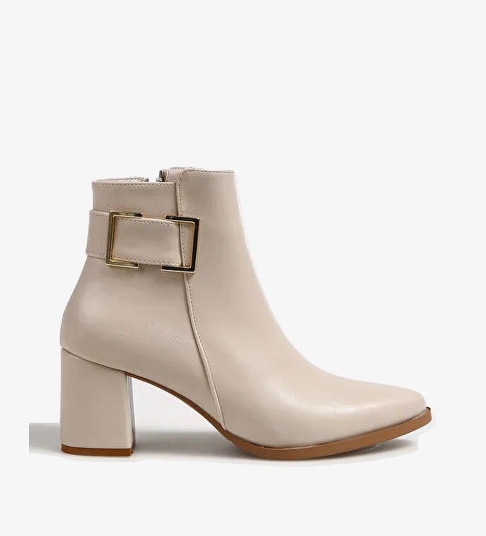 F By Fabrika Siyah F By Fabrika Bej Kadın Topuklu Bot Hayle model görseli