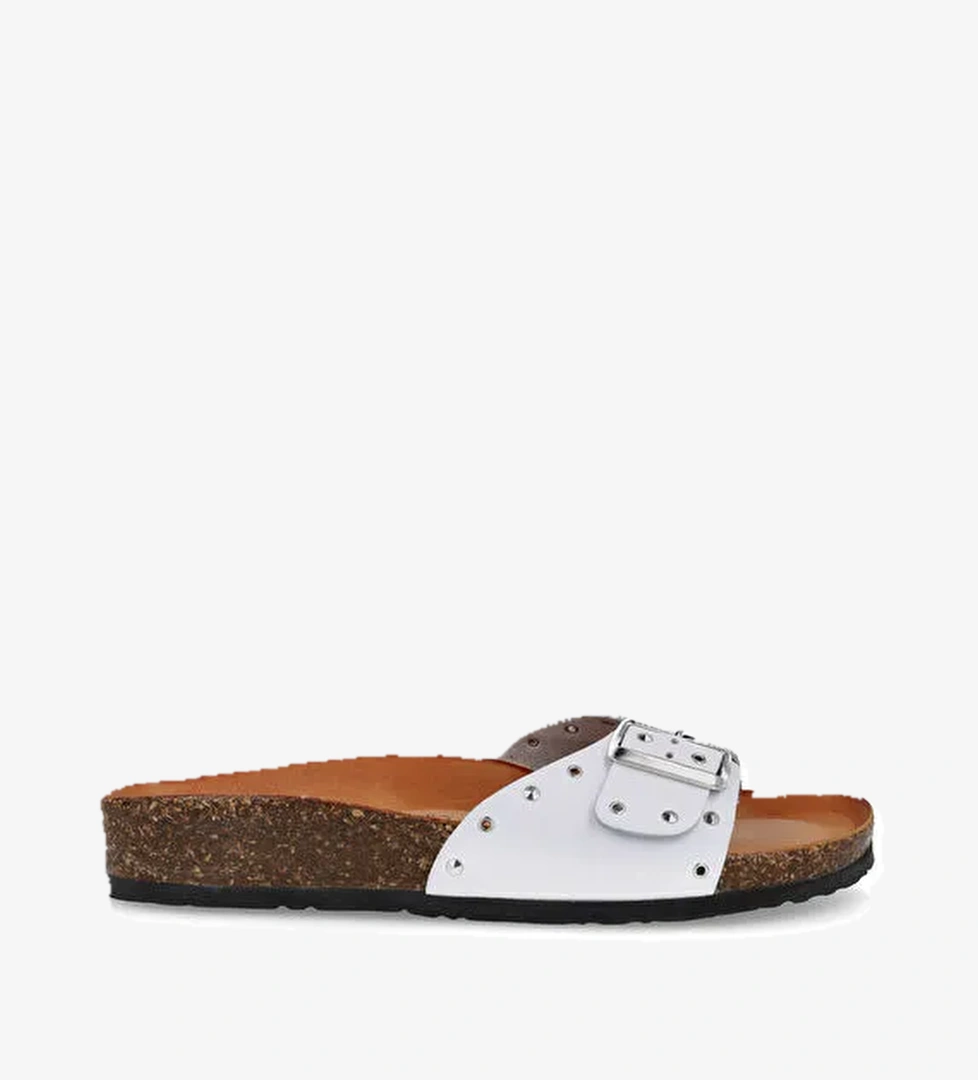 Più Natura Beyaz Kadın Deri Terlik 11 PASTIME RB23 IMB - Görsel 1