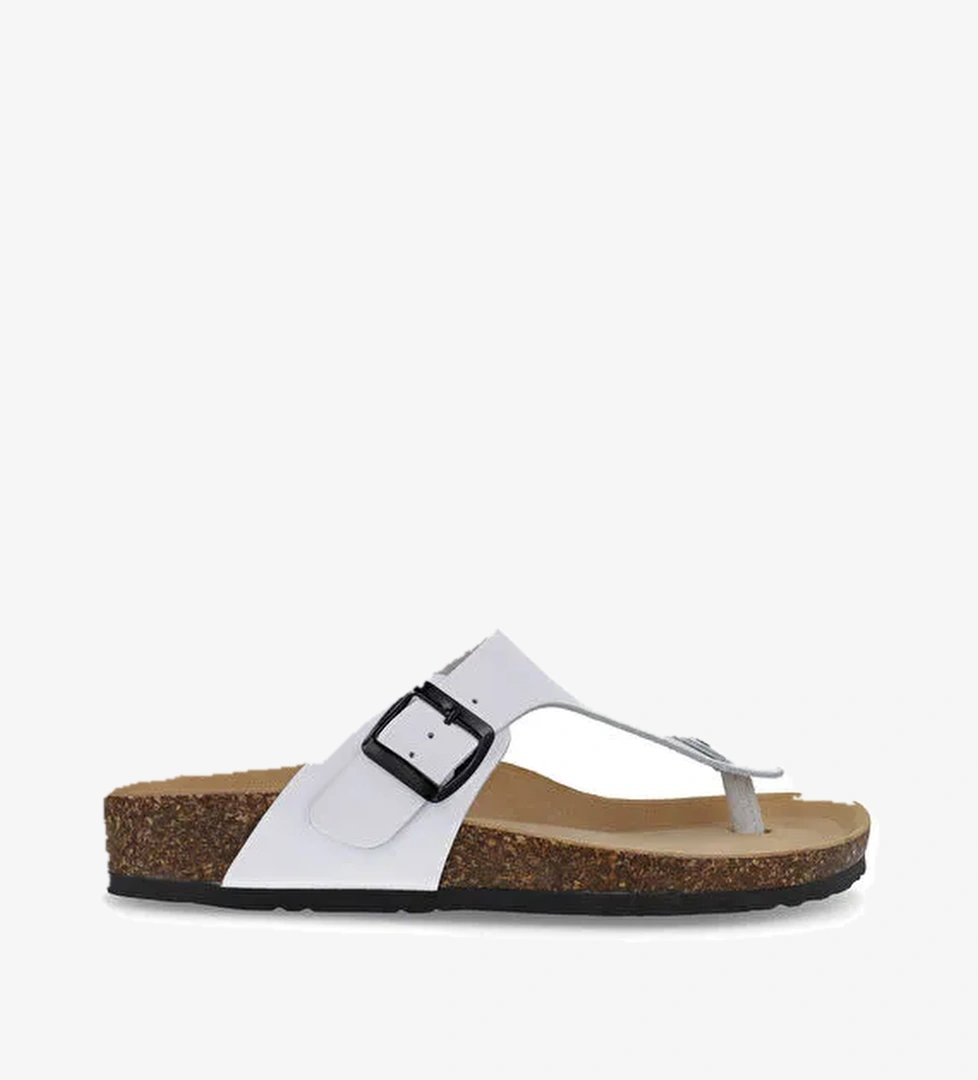 Più Natura Beyaz Kadın Deri Terlik 11 A 902 IMB - Görsel 1