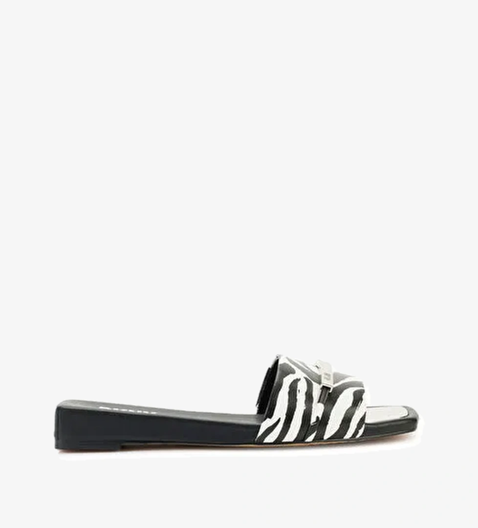 Dkny Siyah-Beyaz Kadın Deri Terlik K4261729005 - Görsel 1