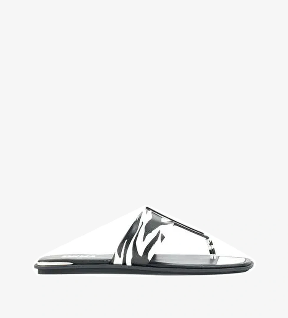 Dkny Siyah-Beyaz Kadın Deri Terlik K4256131005 - Görsel 1