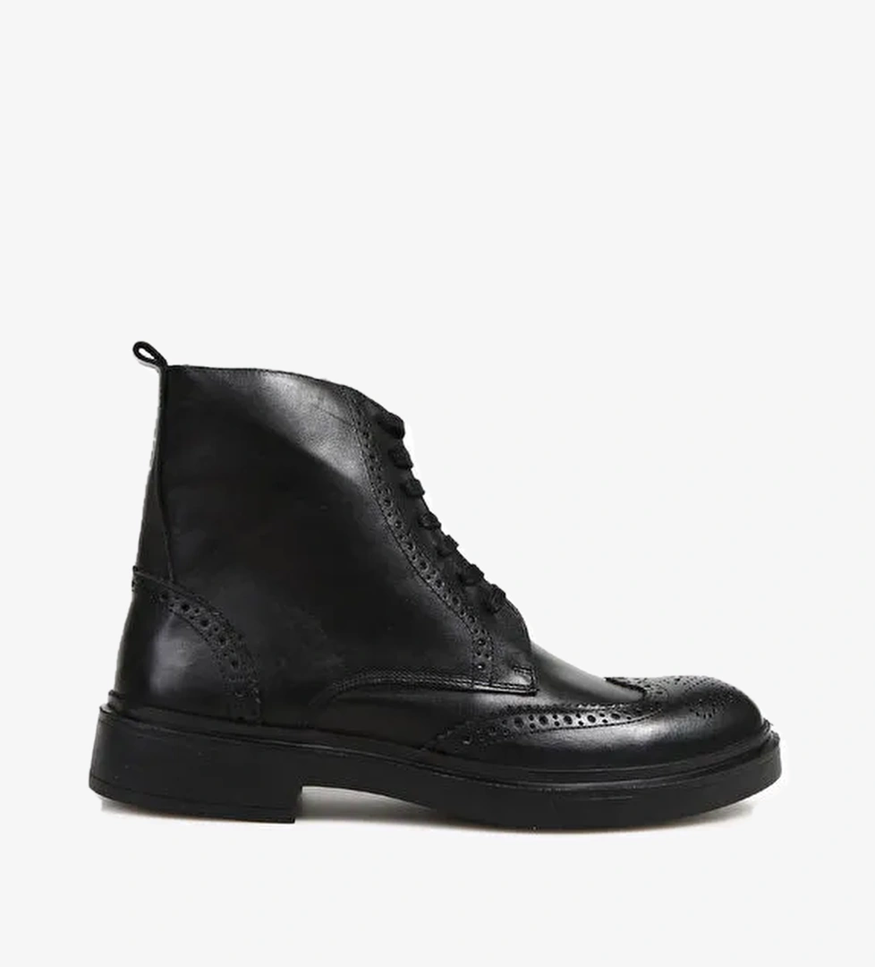 Fabrika Deri Siyah Erkek Bot BODRI - Görsel 1