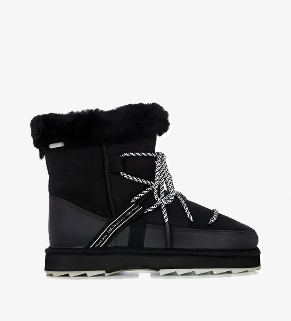 Emu Emu Taba Siyah Kadın Deri Bot Blurred model görseli