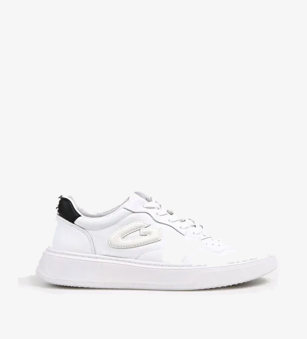 Alberto Guardiani Beyaz-Siyah Erkek Deri Sneaker NEW ERA 0402 - Görsel 1