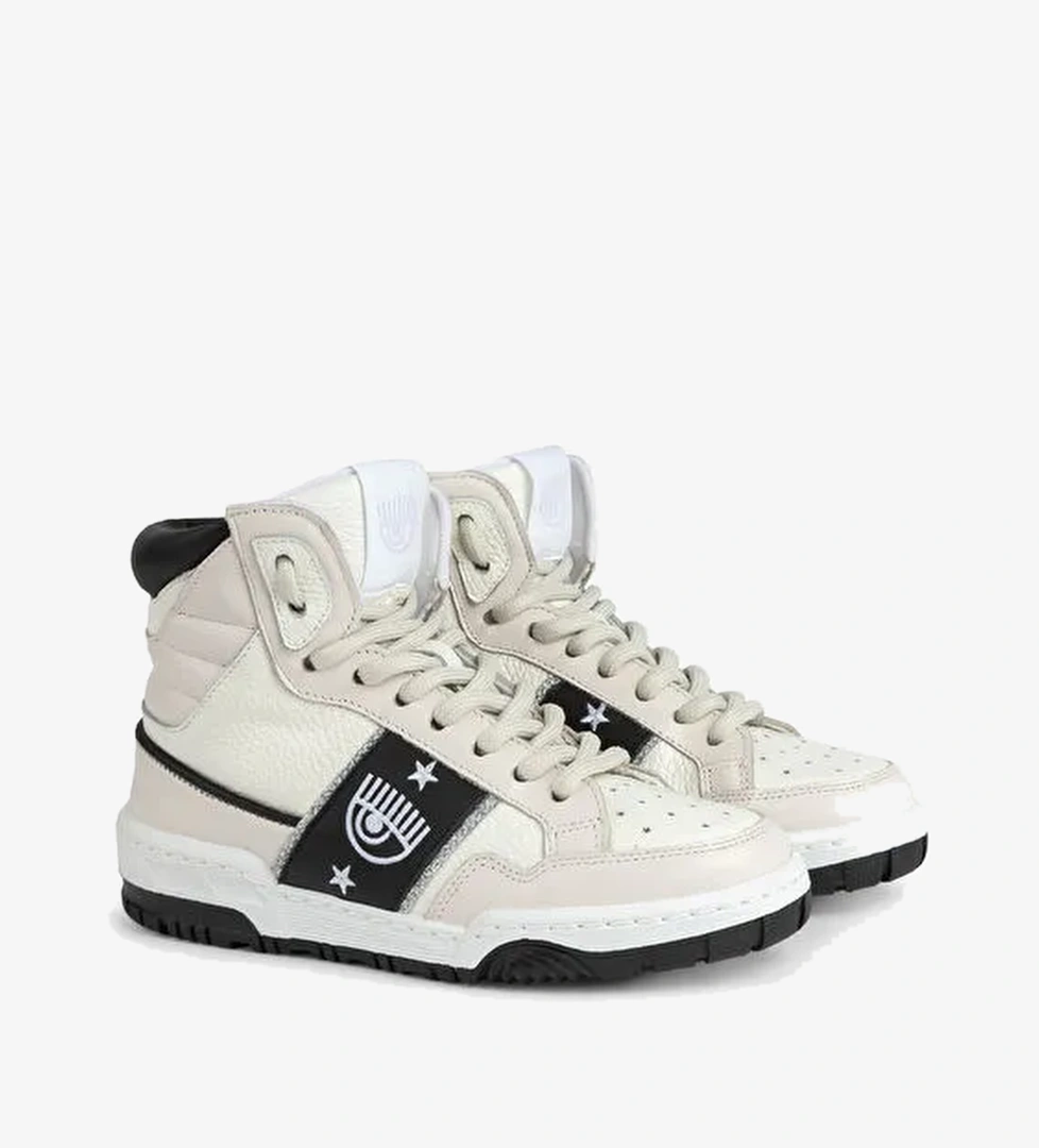 Chiara Ferragni Beyaz-Siyah Kadın Deri Sneaker CF3212_034 - Görsel 1