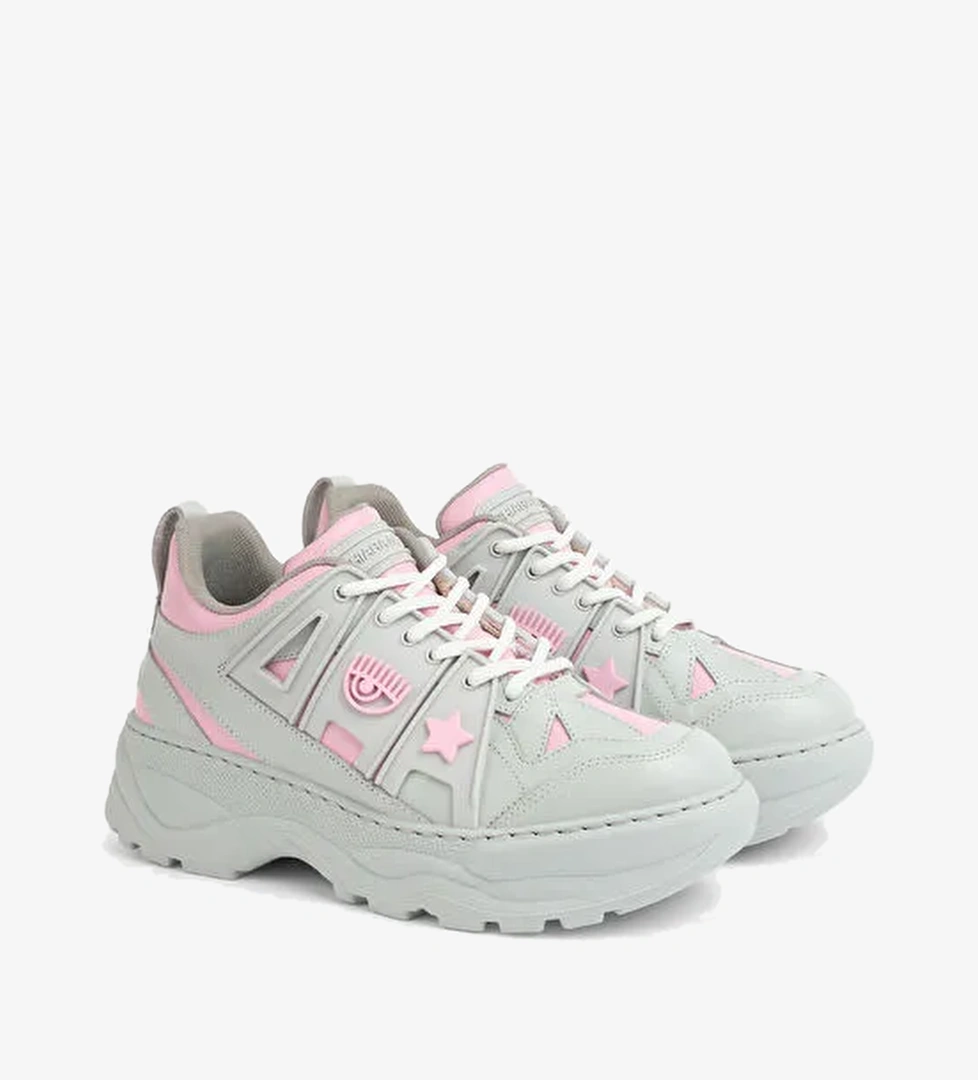 Chiara Ferragni Chiara Ferragni Gri-Pembe Kadın Deri Sneaker CF3215_289 model görseli