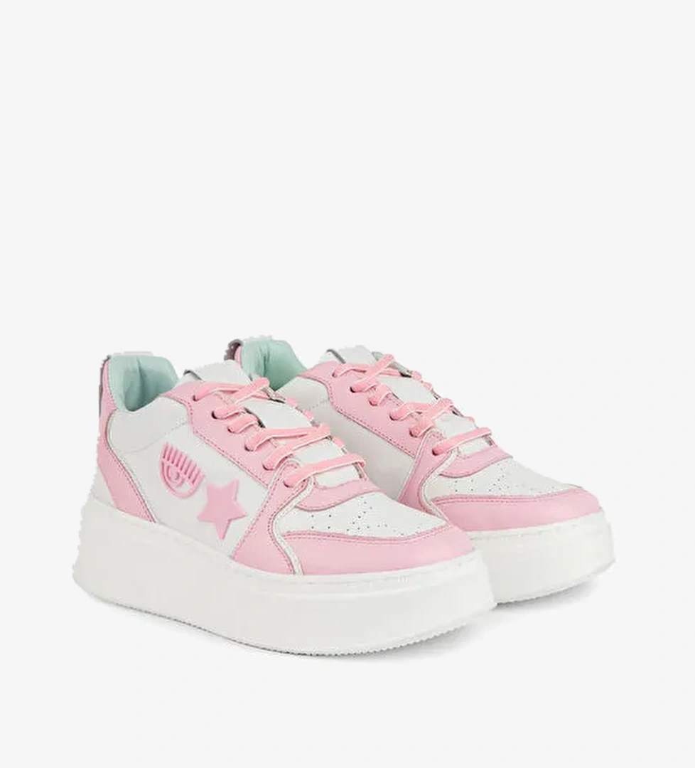 Chiara Ferragni Beyaz-Pembe Kadın Deri Sneaker CF3217_072 - Görsel 1